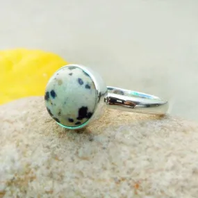 Boho Sterling Silver Dalmatian Jasper Ring, Energy Stones, Gift for her