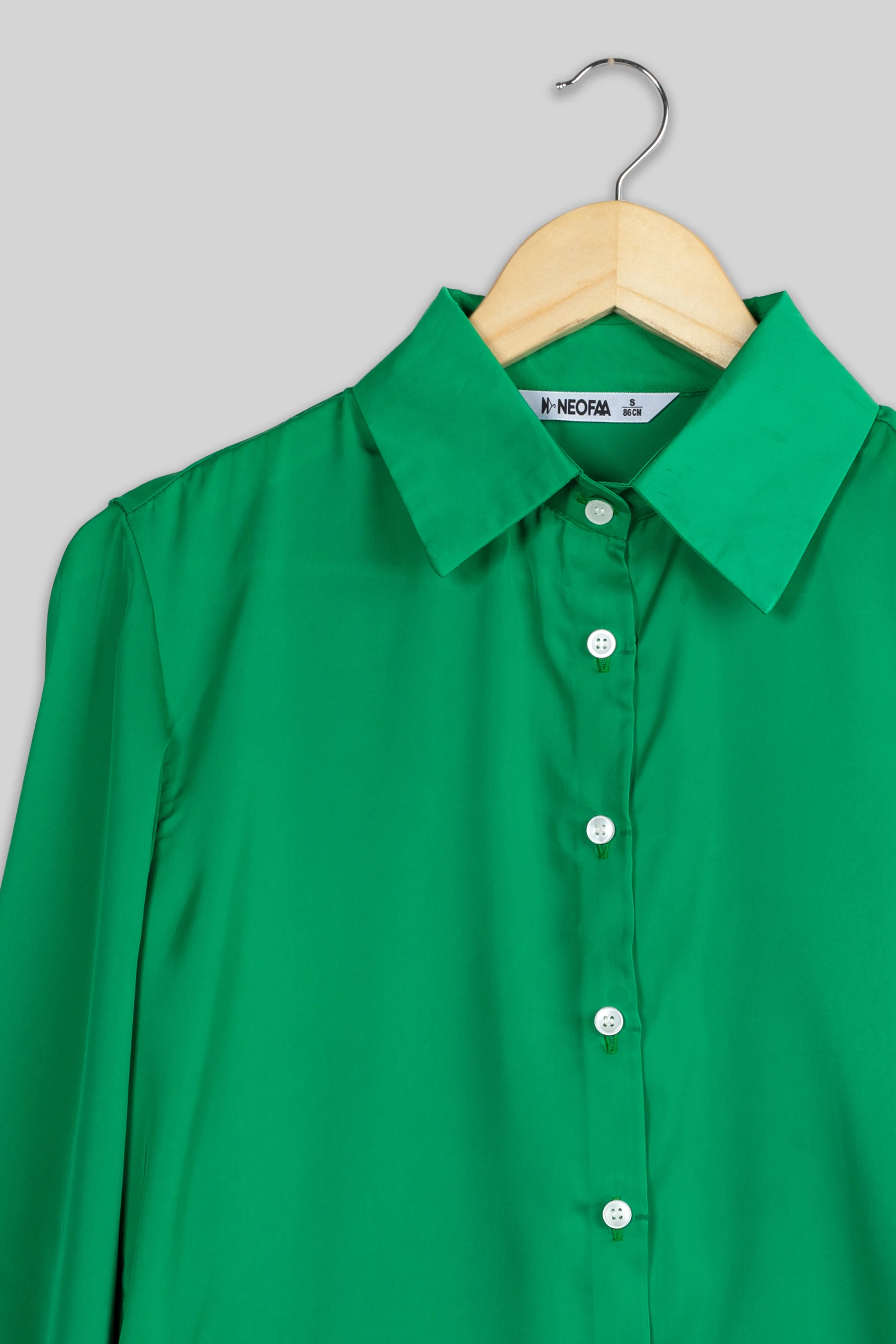 Bold Green Bell Sleeve Shirt For Women