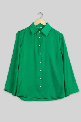 Bold Green Bell Sleeve Shirt For Women