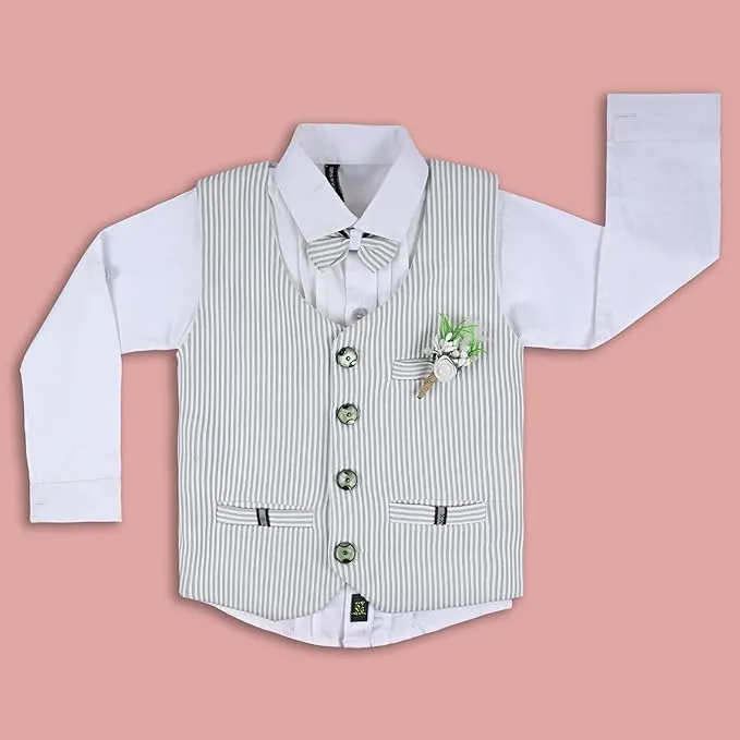 Boys 3 piece strip clothing set with bow tie