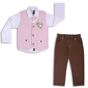 Boys 3 piece strip clothing set with bow tie