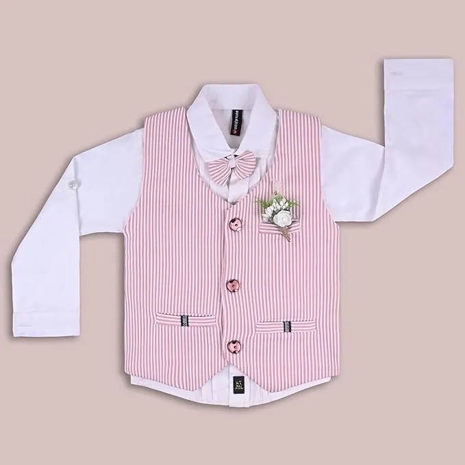 Boys 3 piece strip clothing set with bow tie