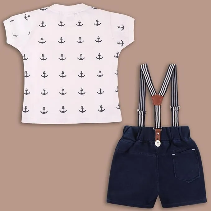 Boys Conversational Printed Cotton Dungaree Set