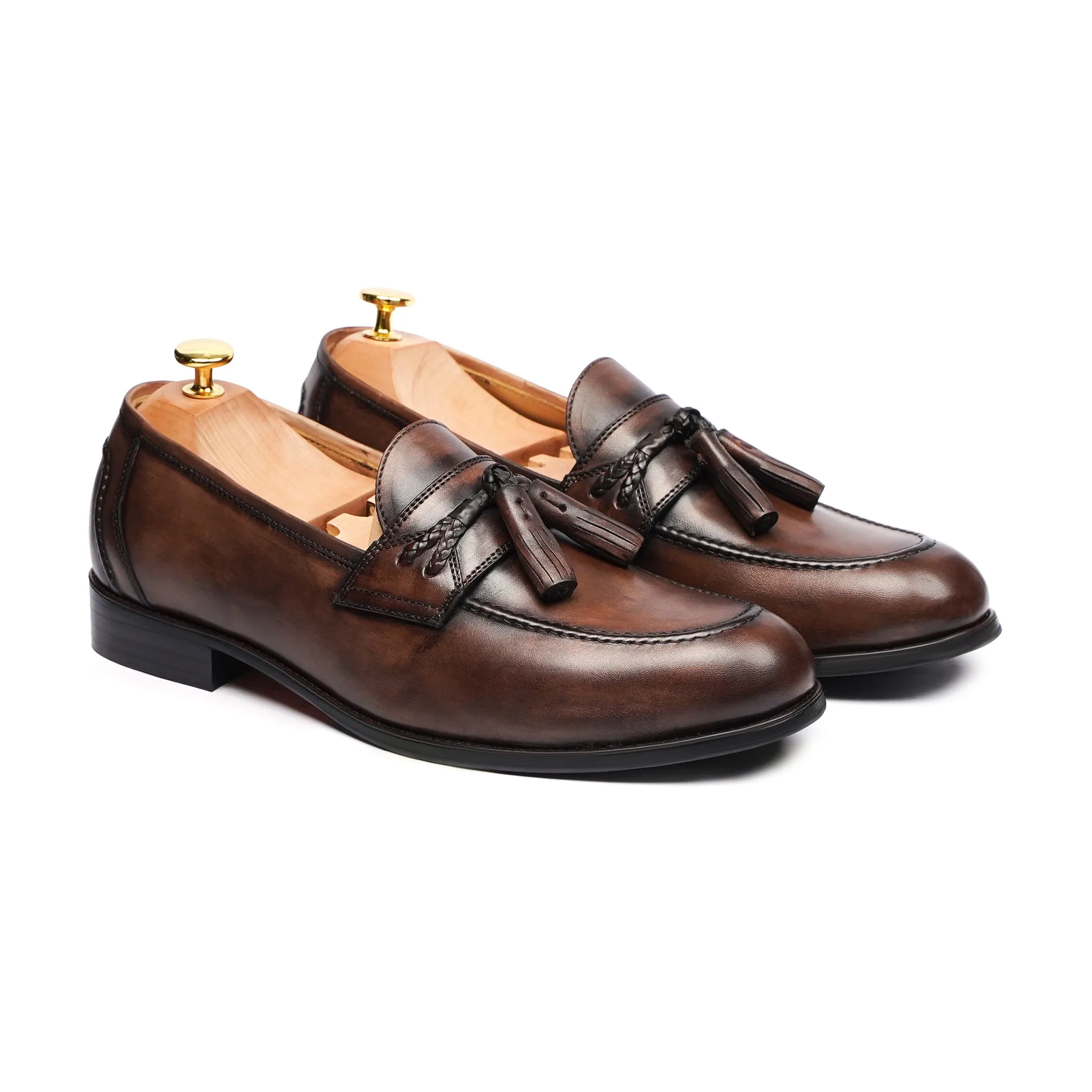 Brandon - Men's Brown Patina Calf Leather Loafer