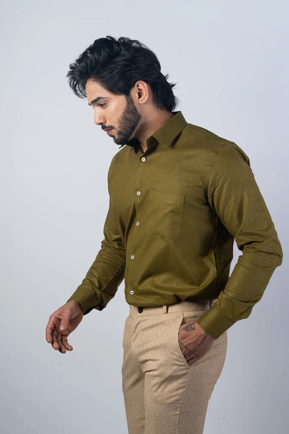 Brown Color Solid Pure Cotton For Men