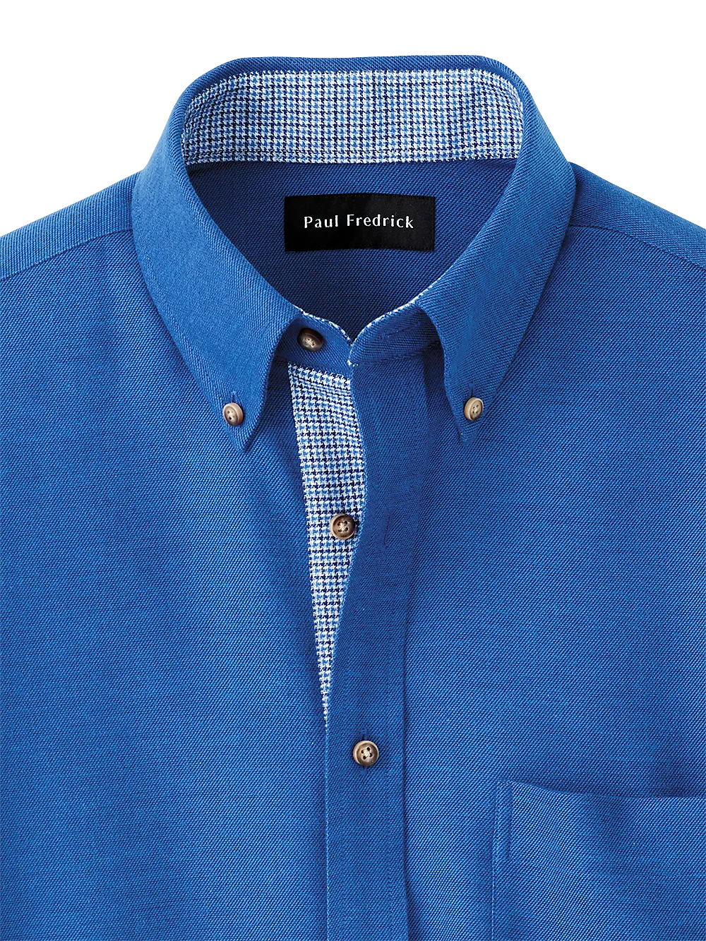 Brushed Twill Solid Casual Shirt With Contrast Trim - Cobalt