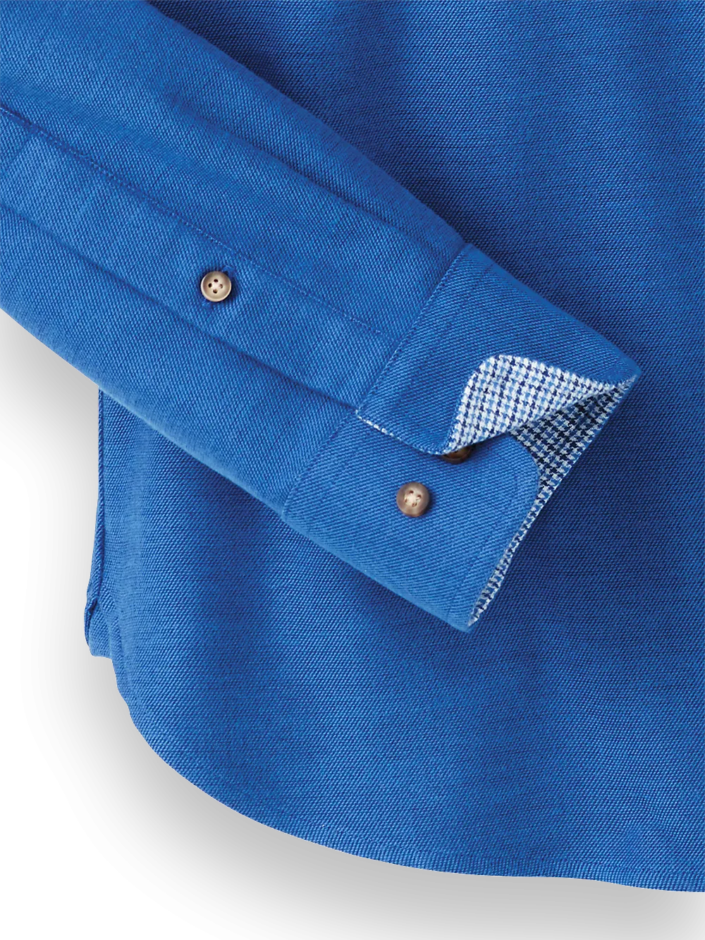 Brushed Twill Solid Casual Shirt With Contrast Trim - Cobalt