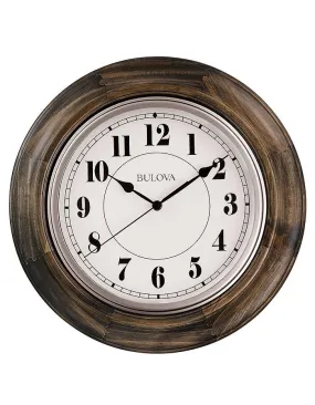 Bulova Albany Wooden Wall Clock - Dark Cherry Finish - Quiet Sweep Movement