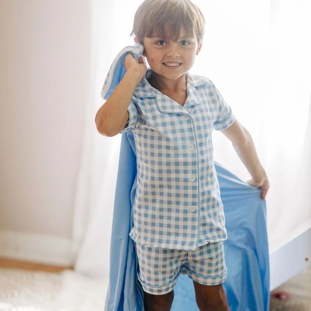 Button Down Pajamas - Blue Gingham