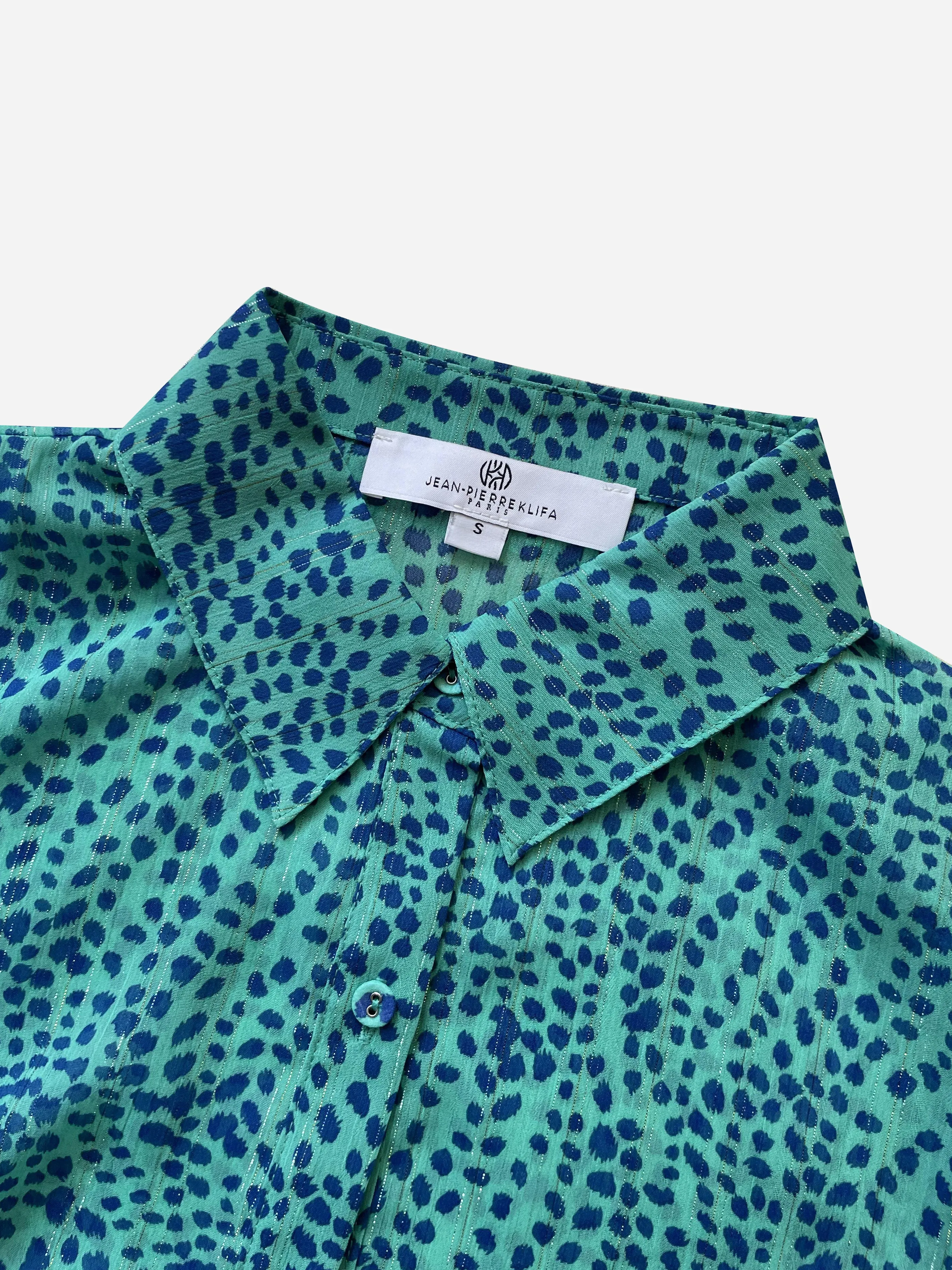 Checkered Shirt Wild Dots Aqua