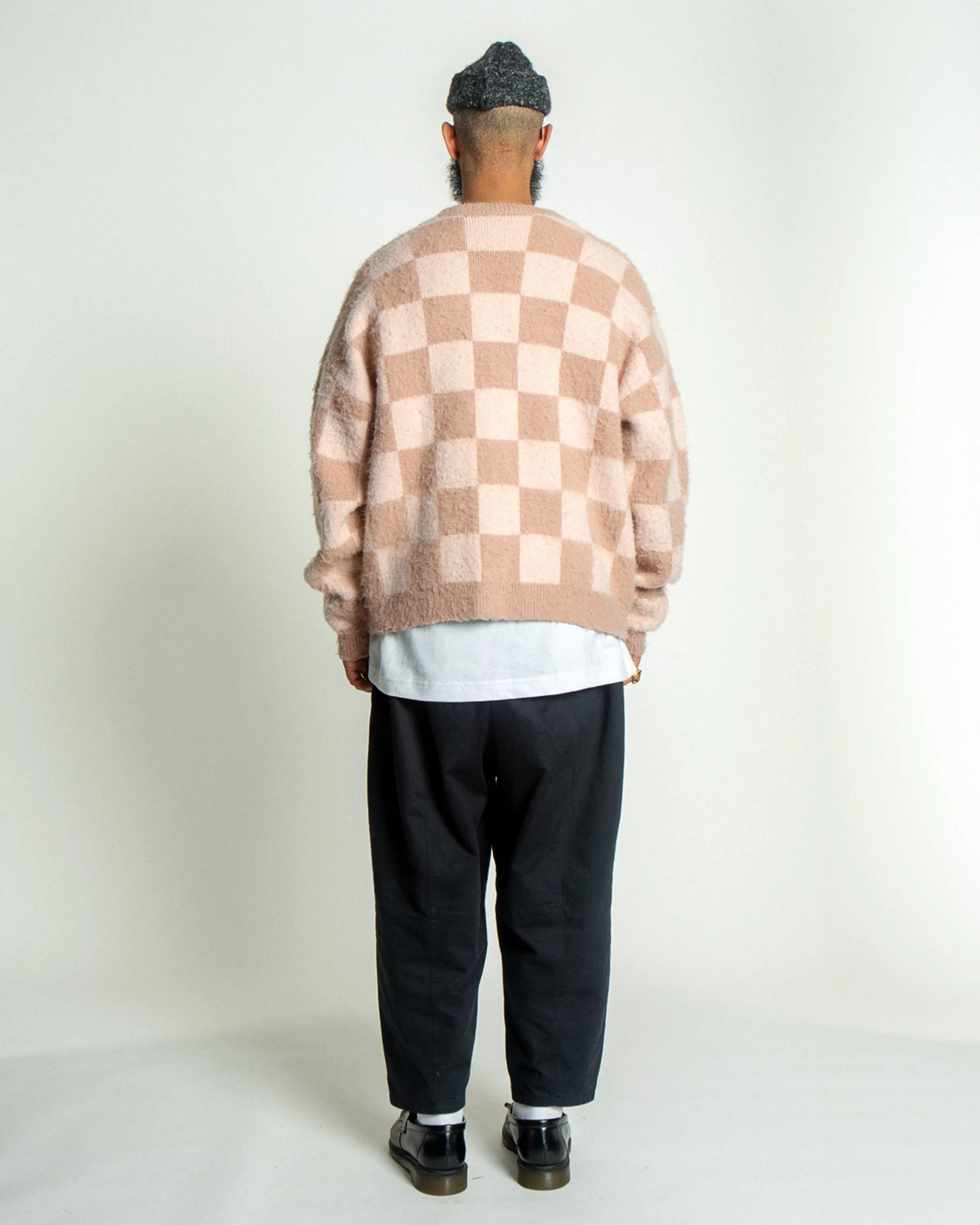 Checkers Mohair Cardigan - Nude