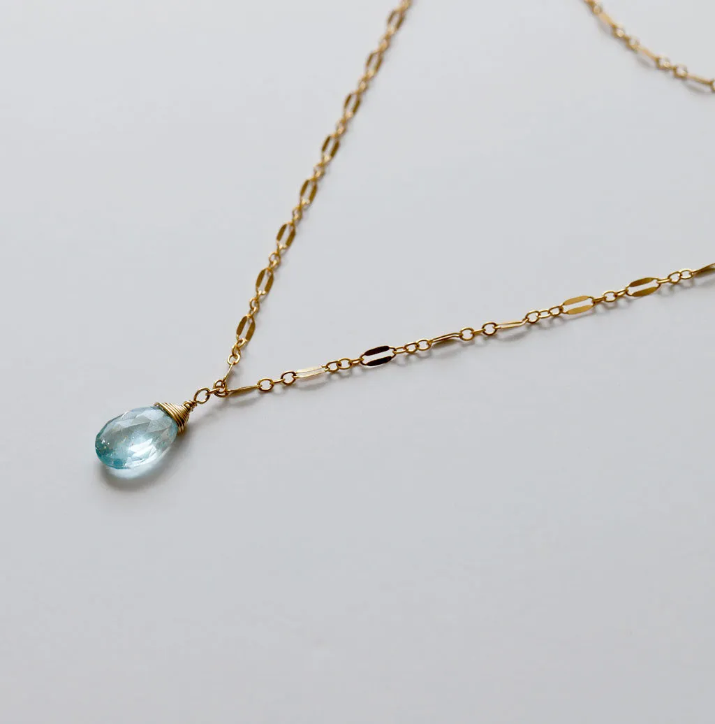 Choker Wrap Gemstone Necklace - Blue Topaz