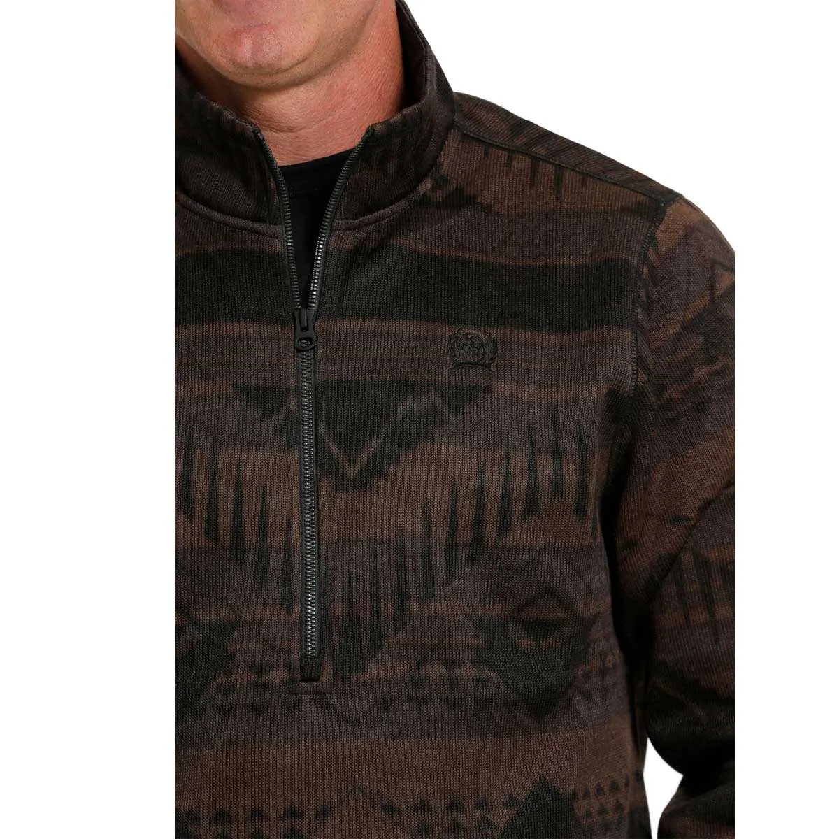 Cinch Men's 1/2 Zip Aztec Printed Pullover Sweater - Brown