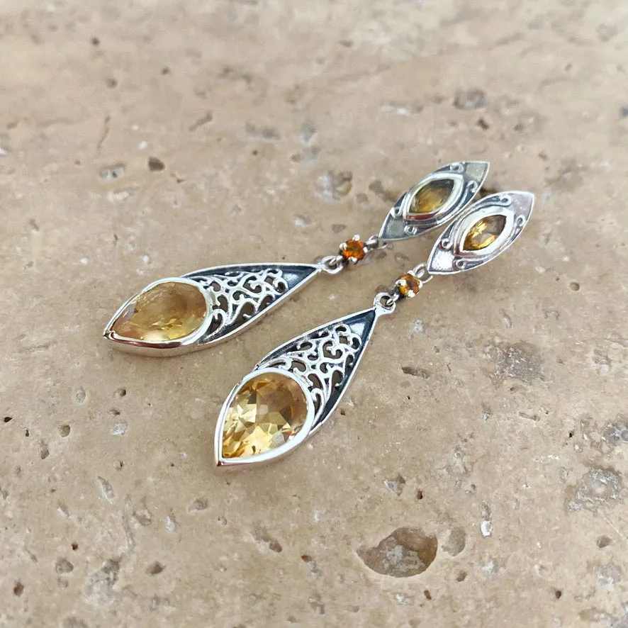 Citrine Artisan Crafted, Teardrop Earrings