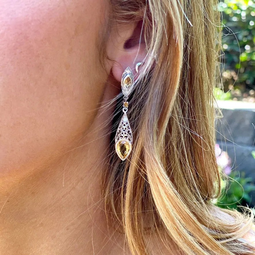 Citrine Artisan Crafted, Teardrop Earrings