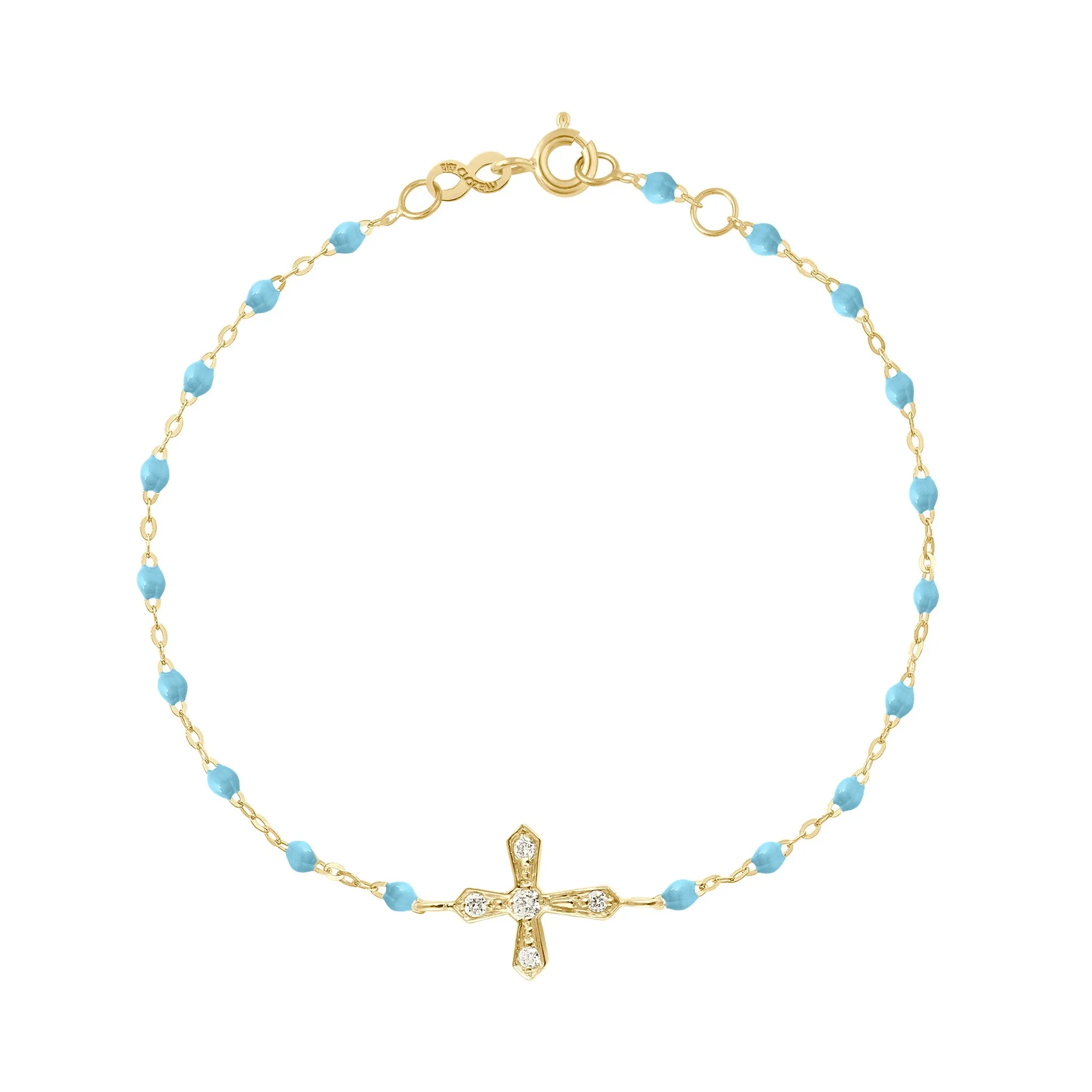 Classic Cross Vintage Diamond Turquoise bracelet, Yellow Gold, 6.7"