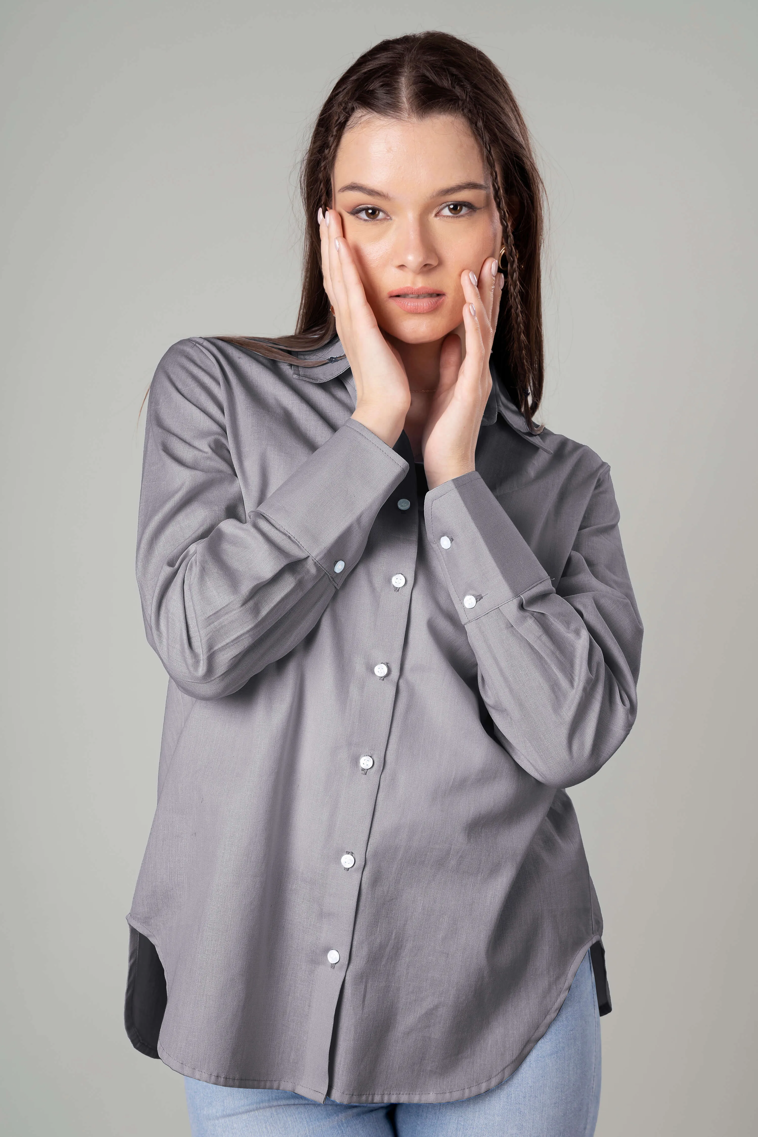 Classic Plain Cotton Shirt For Women