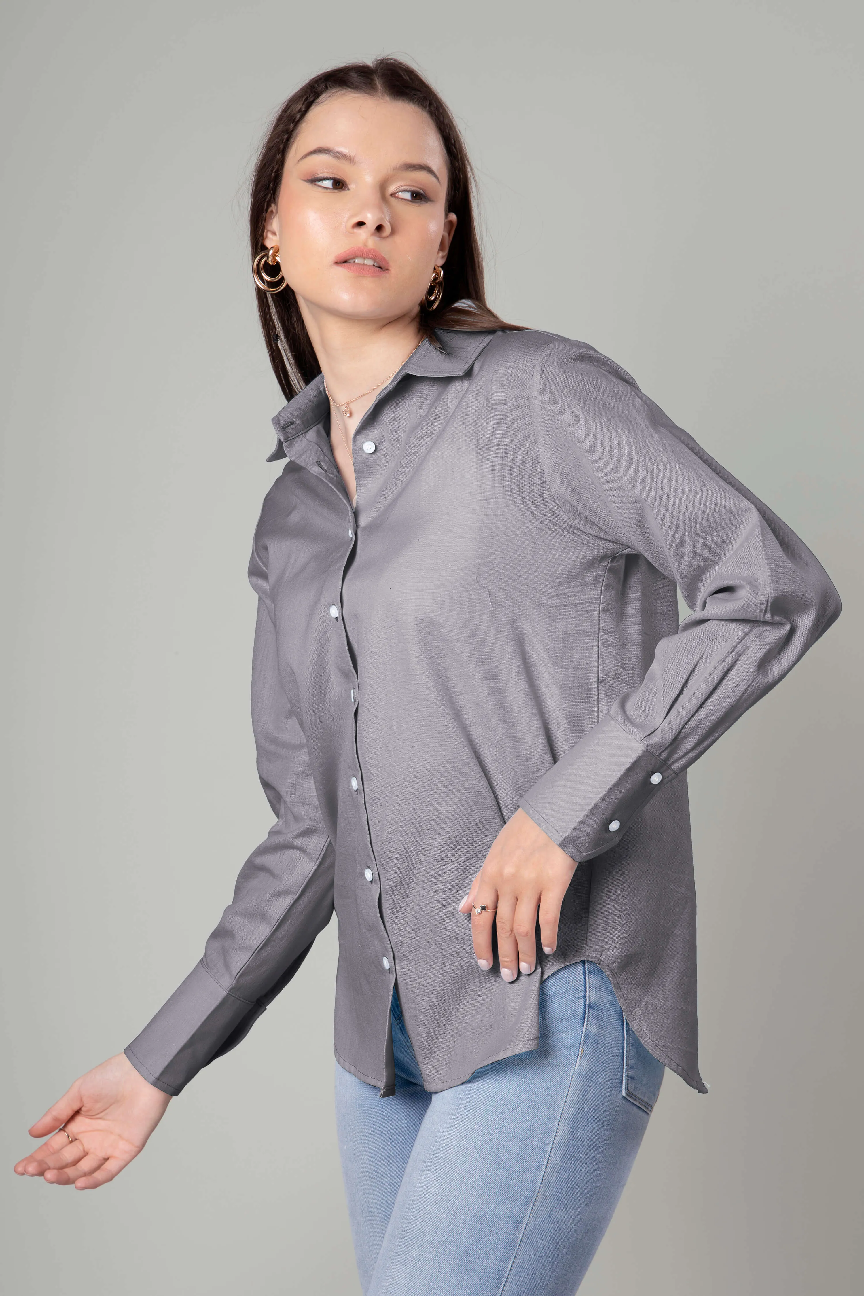 Classic Plain Cotton Shirt For Women