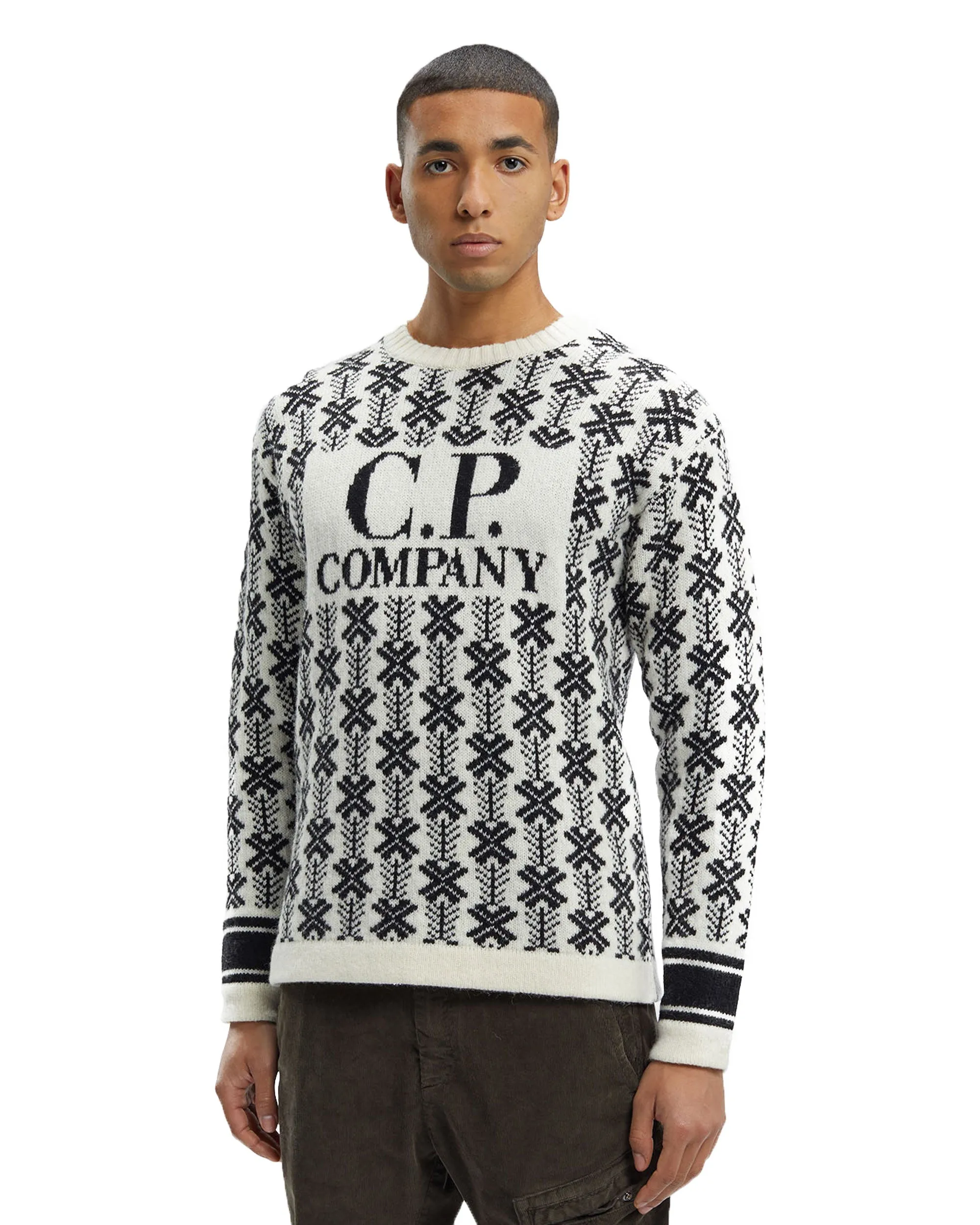 CP Company Wool Jacquard 1 Logo Knit