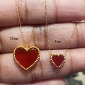 Crimson Red Heart Women’s Necklace 18K Gold