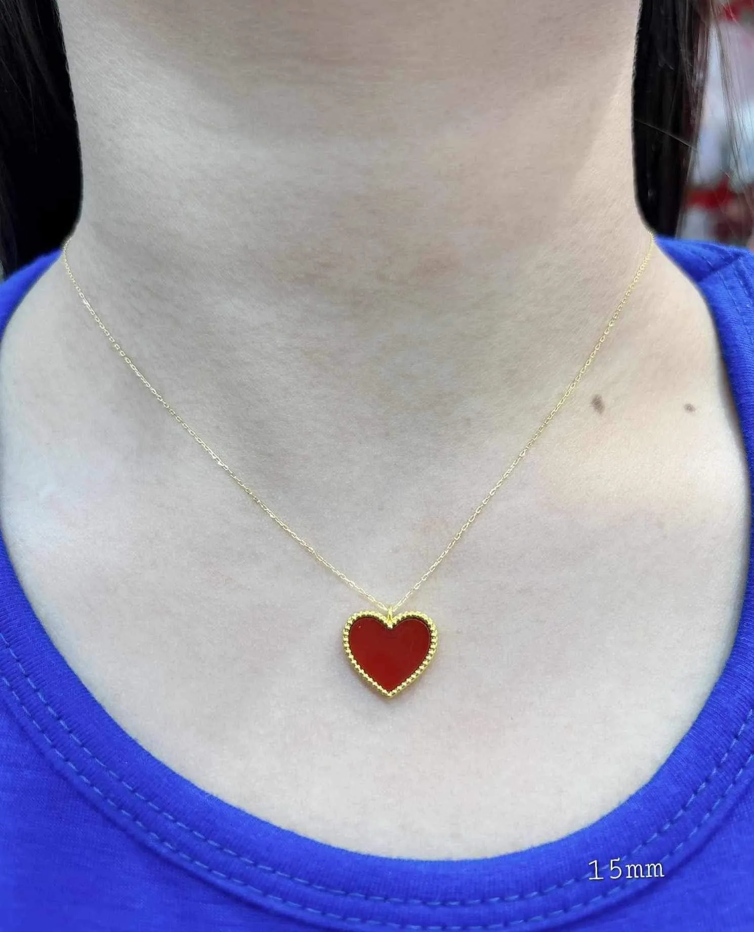 Crimson Red Heart Women’s Necklace 18K Gold