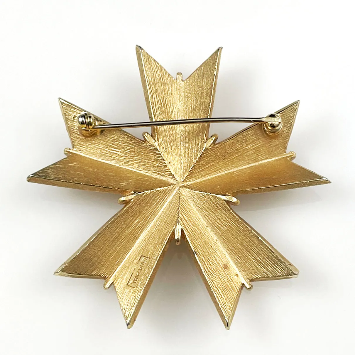 Crown Trifari Maltese Cross Brooch Vintage