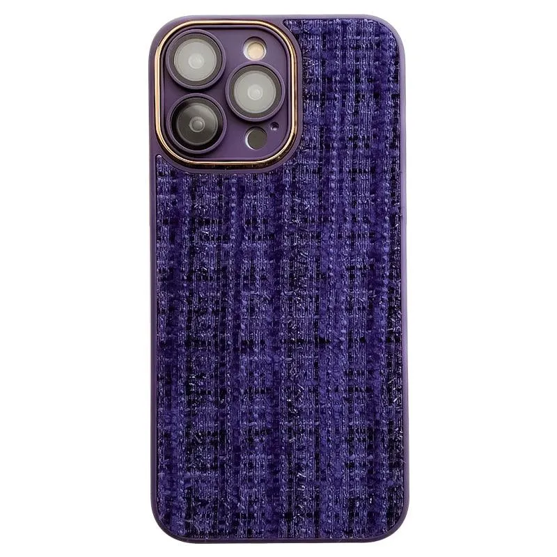 Cute Tweed Fabric Lattice Phone Case Cover For iPhone 14 13 12 And 11 Pro Max