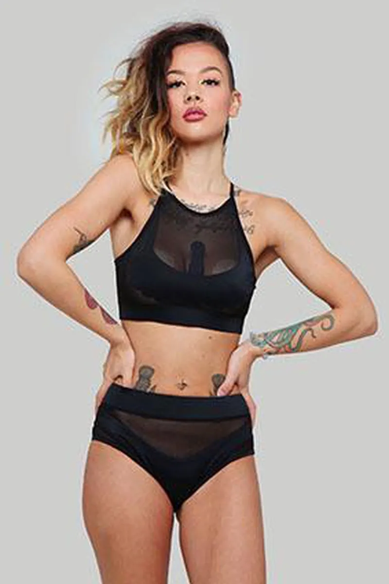 CXIX I S I S High Waisted Bottoms - Black with Black Mesh