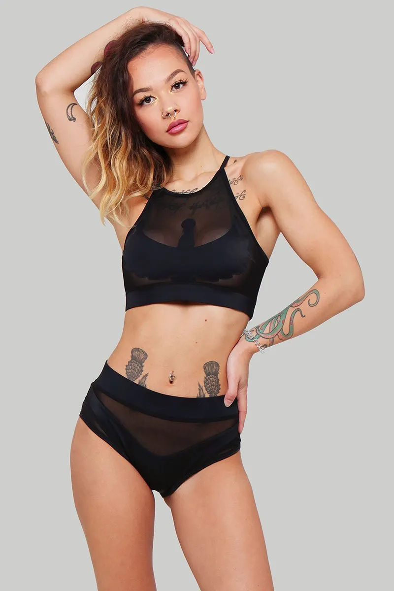 CXIX I S I S High Waisted Bottoms - Black with Black Mesh