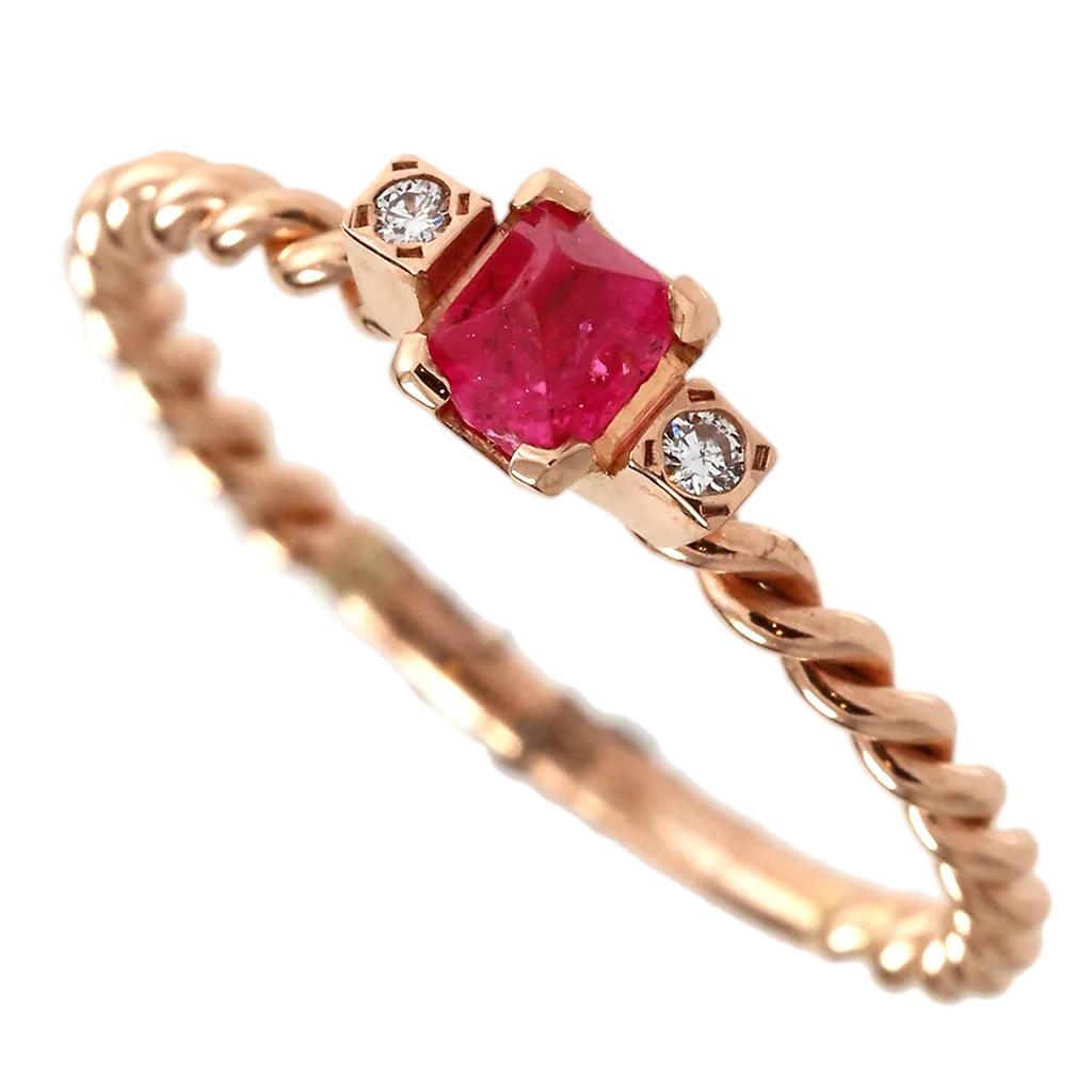 Dainty Red Spinel Crystal Twisted Ring