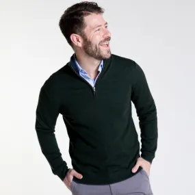 Dark Green Merino Quarter-Zip Sweater