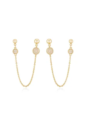 Double Piercing Chain Drop Earrings