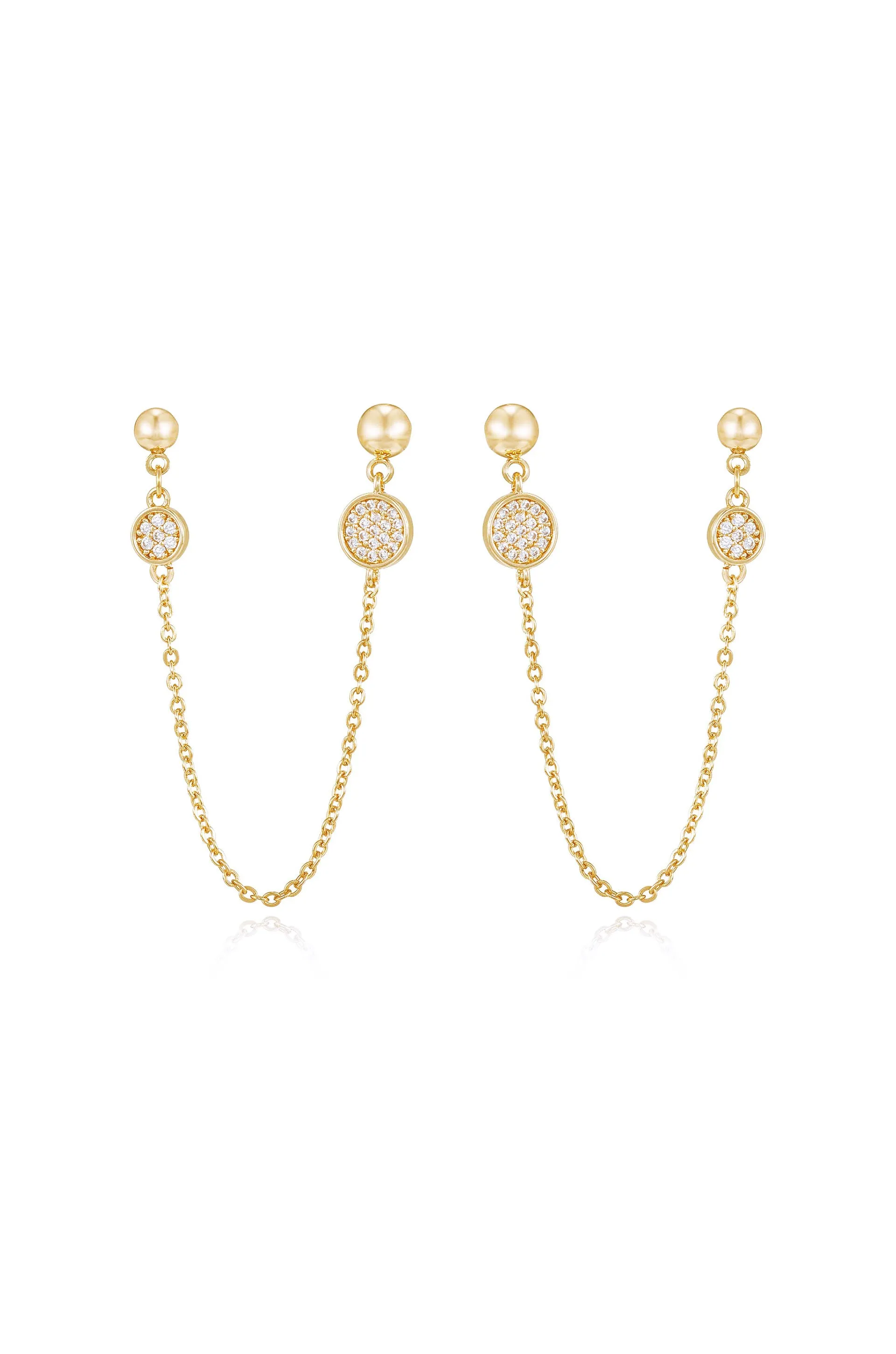 Double Piercing Chain Drop Earrings