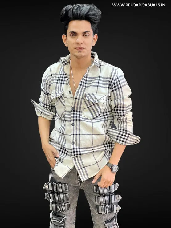 Double Pocket Diamond Checks Shirt