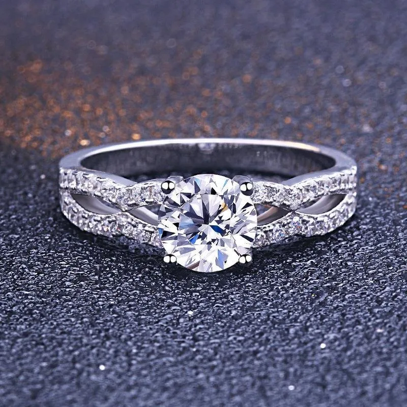 Double Row Stone Round Cut Wedding Set