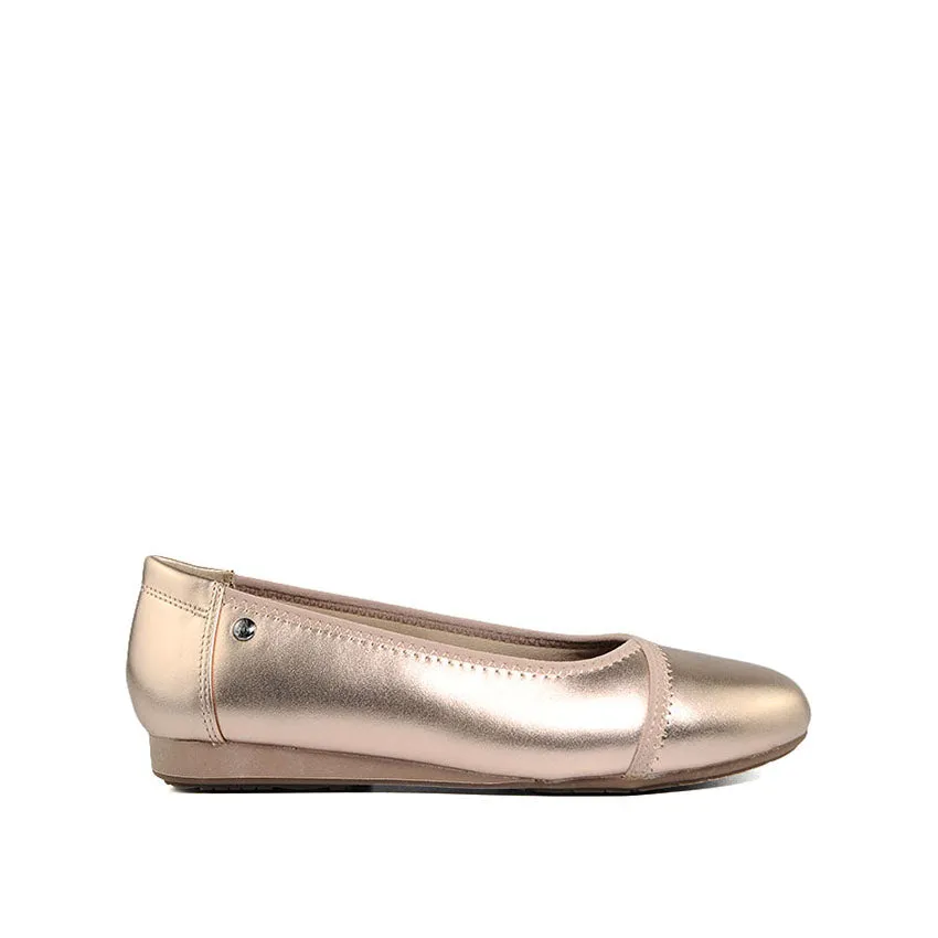 Ebony Vague Toe Cap Women's Shoes - Rose Gold Leather