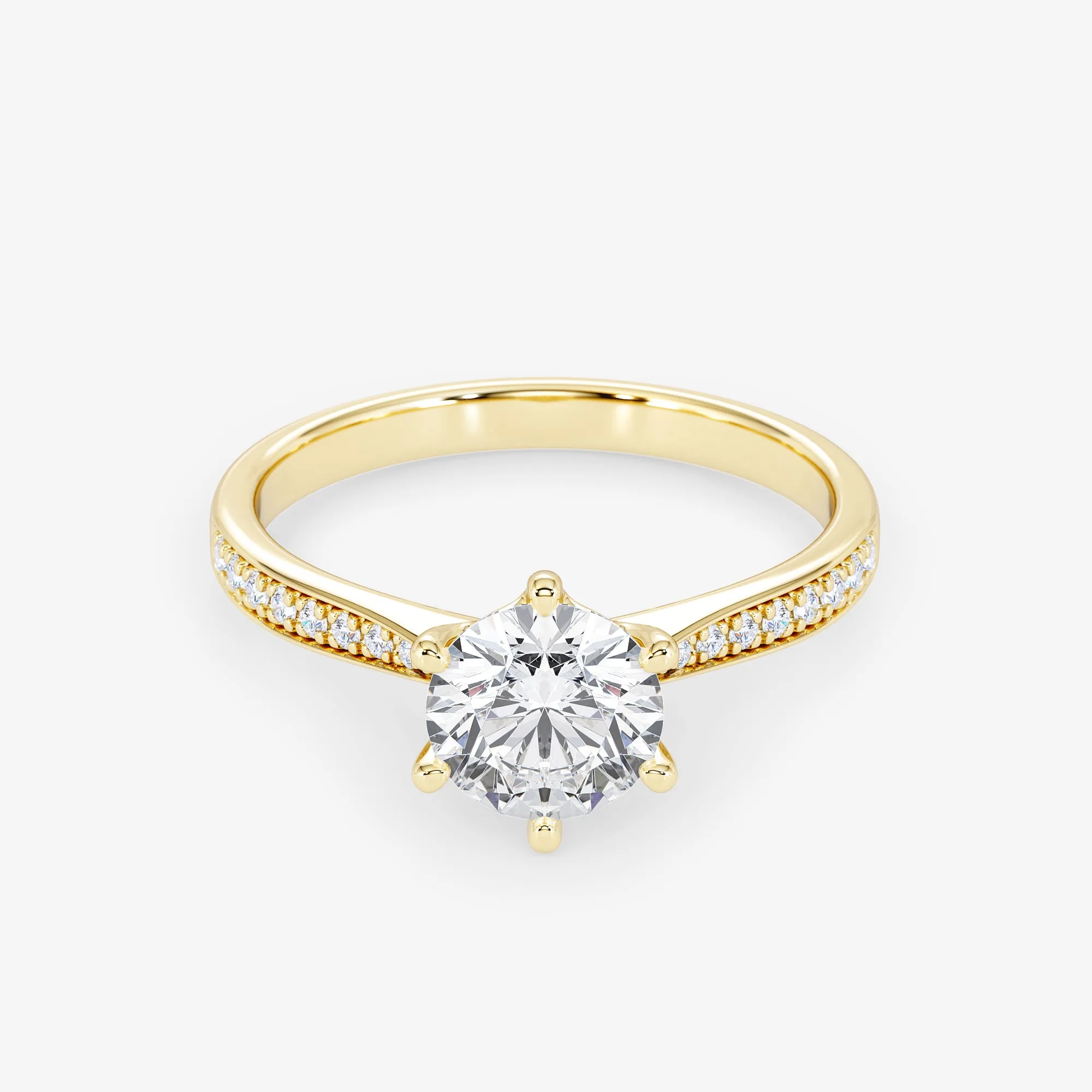 Embellished Solitaire 0.70 Carat Brilliant Cut Diamond 18K Gold Ring