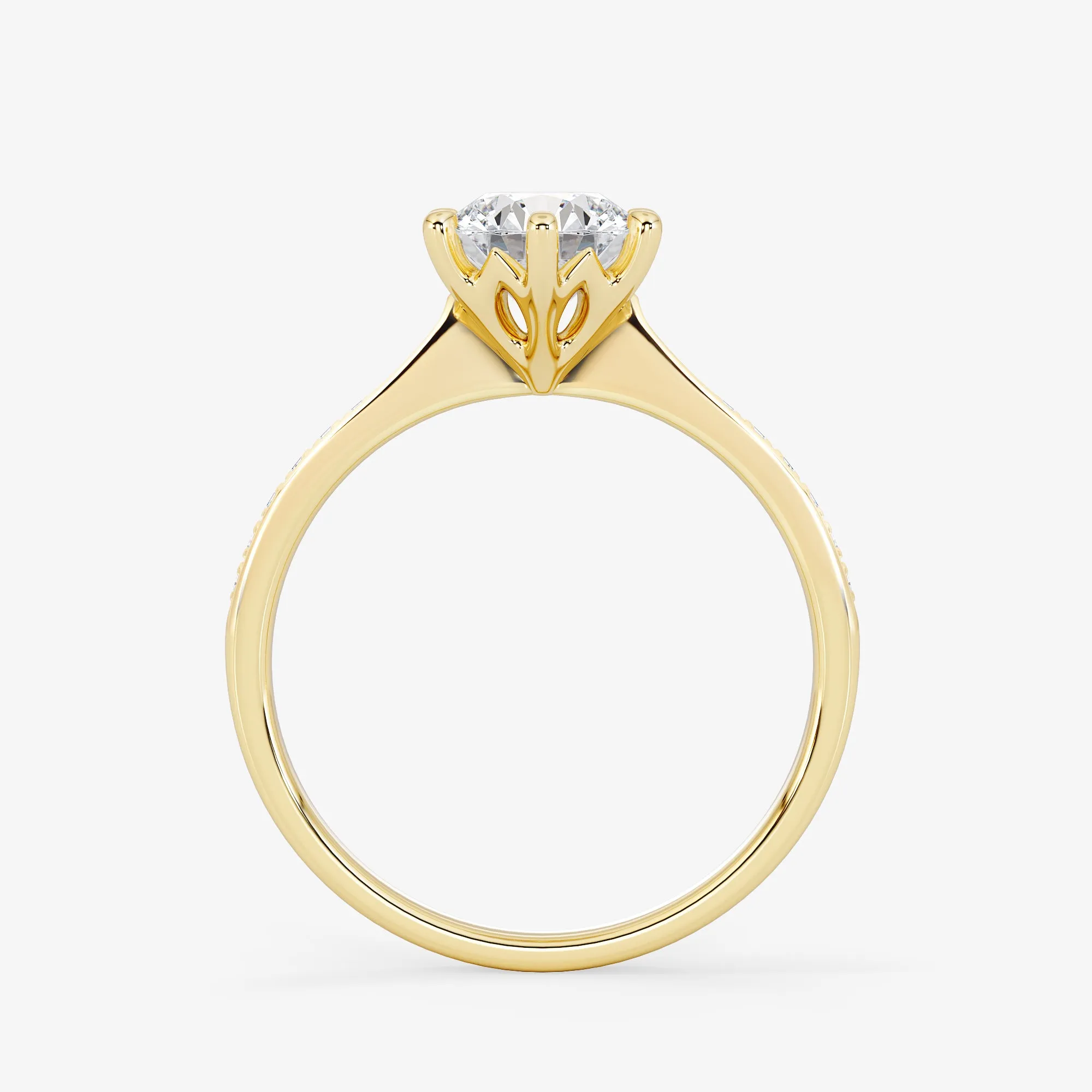 Embellished Solitaire 0.70 Carat Brilliant Cut Diamond 18K Gold Ring