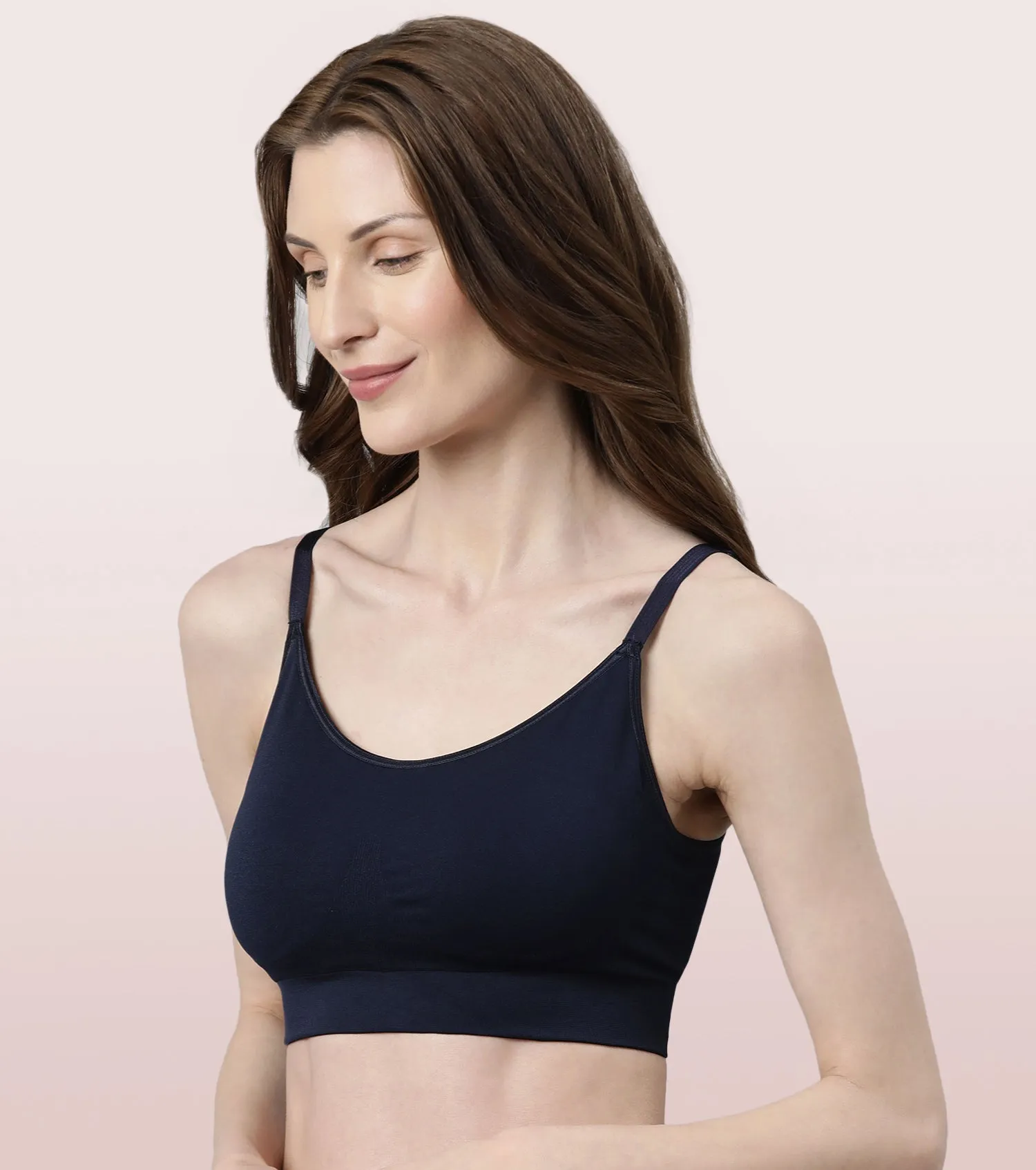 Enamor FlexiFree F037 Ultimate Comfort Seamless No -pinch T-shirt Bra for Women- High Coverage, Padded and Wirefree - Black