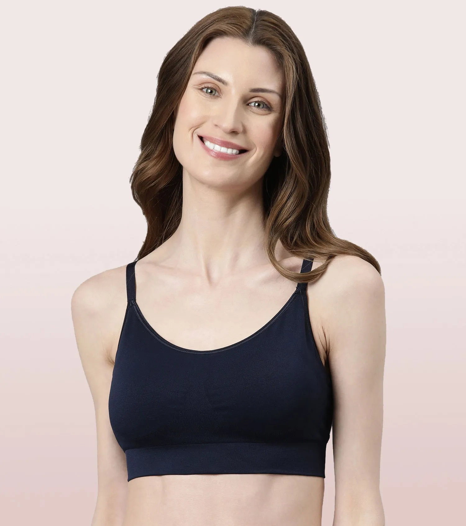 Enamor FlexiFree F037 Ultimate Comfort Seamless No -pinch T-shirt Bra for Women- High Coverage, Padded and Wirefree - Black