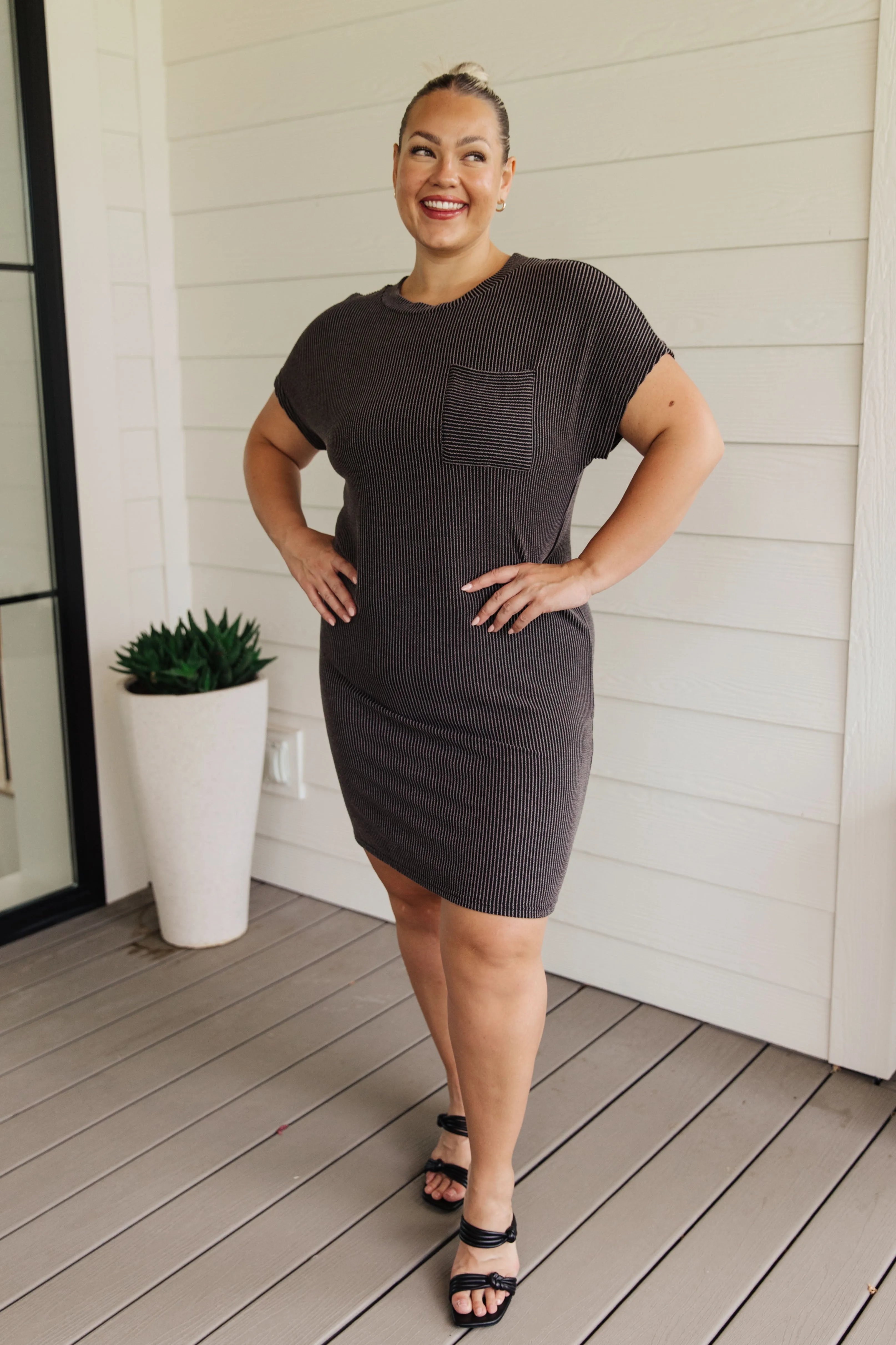 Everyday Favorite Ribbed Knit Dress in Black