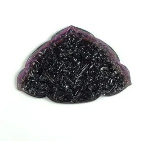 Exclusive Rare BLACK PINK TOURMALINE Gemstone Carving : 191.54cts Natural Untreated Tourmaline Hand Carved Uneven Flower 82*60mm*6(h)