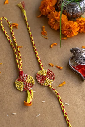 Eyebright Embroidered Rakhi and Lumba Set