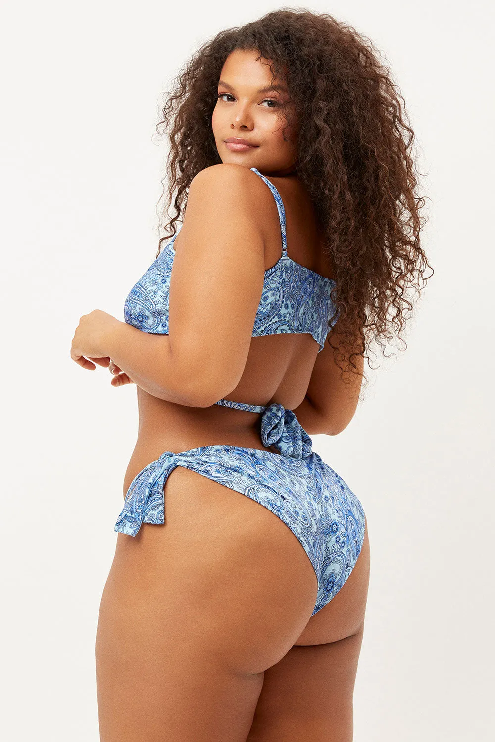 Falcon Shine Wrap Bikini Top - Blue Paisley