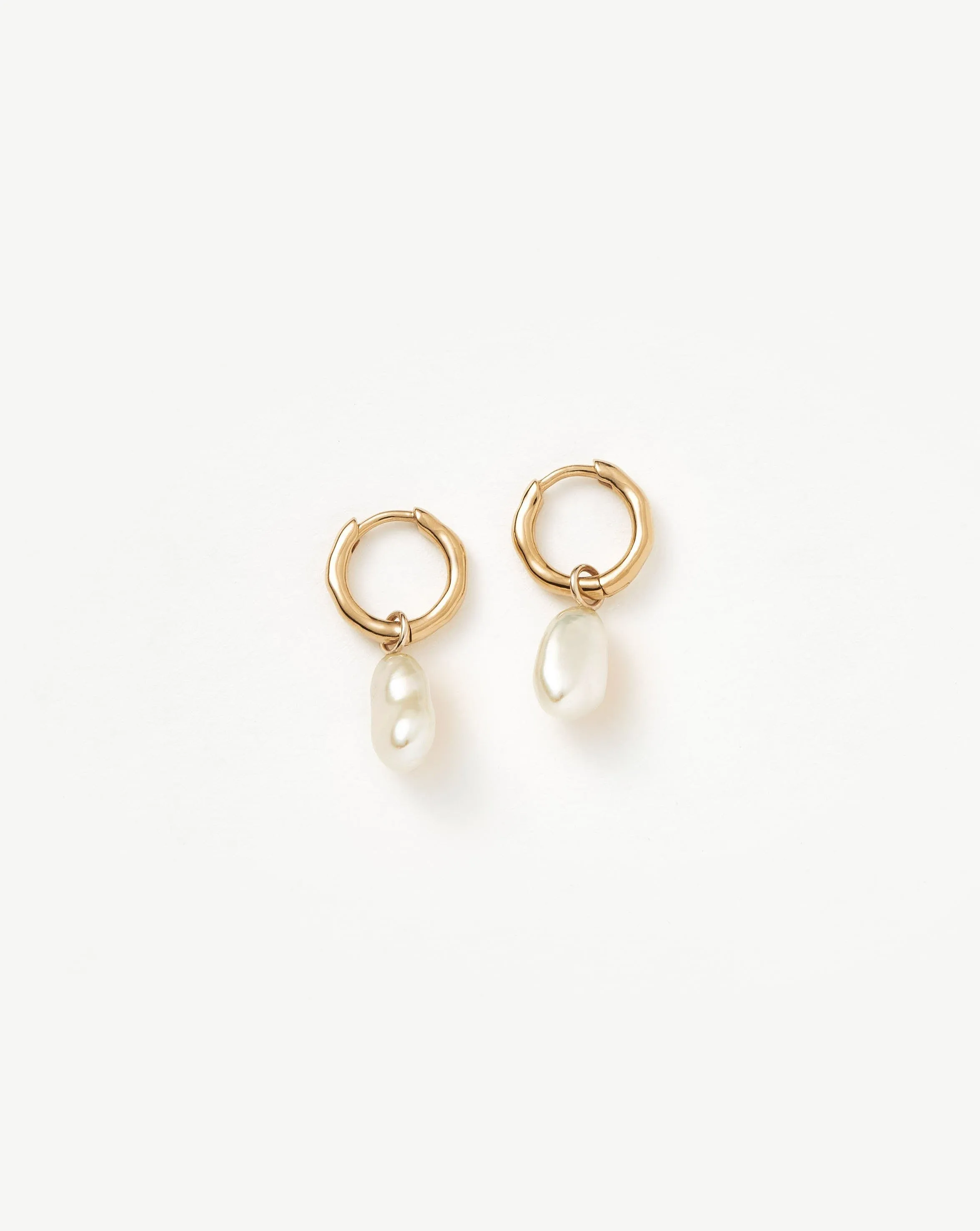 Fine Pearl Drop Mini Hoop Earrings