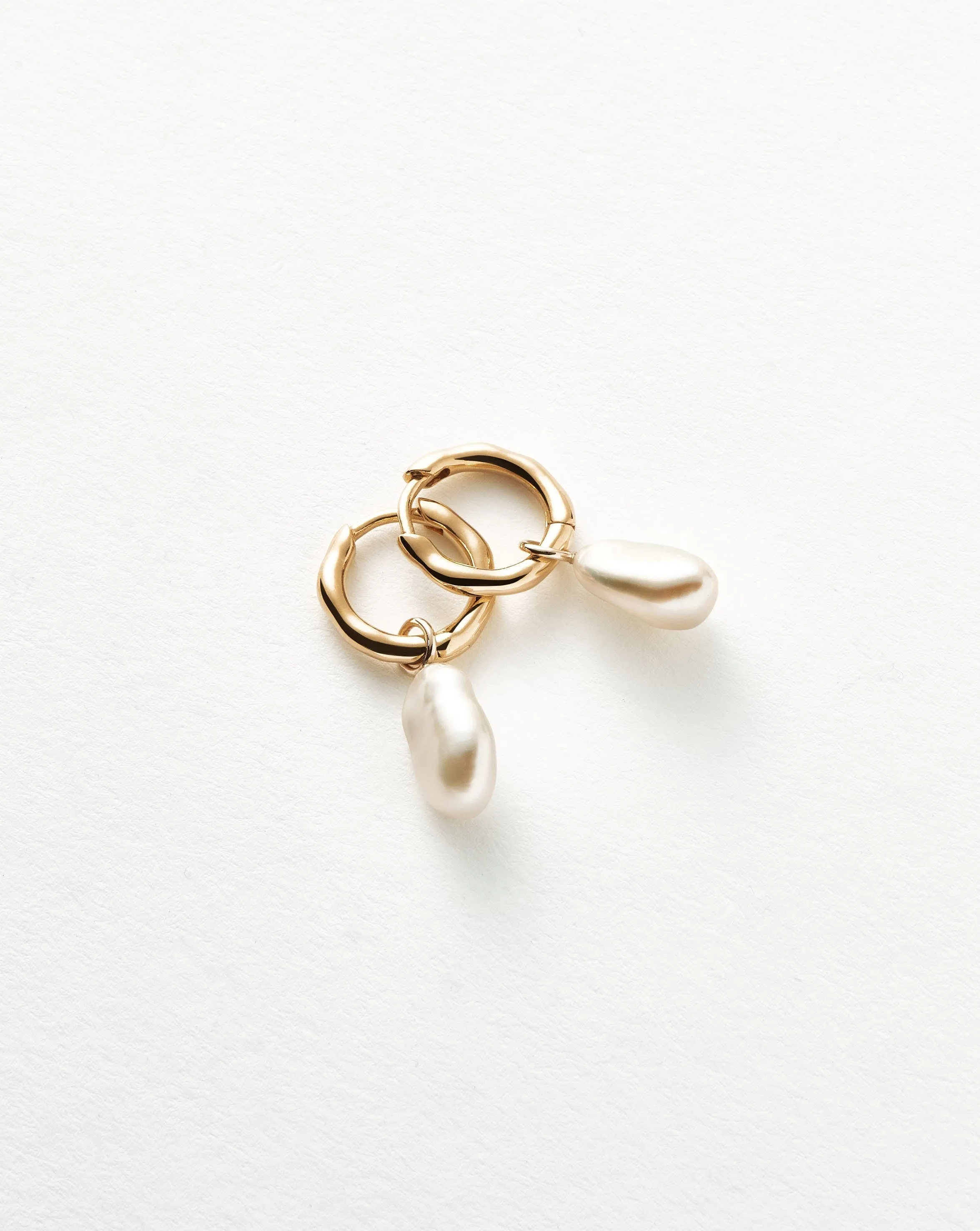 Fine Pearl Drop Mini Hoop Earrings