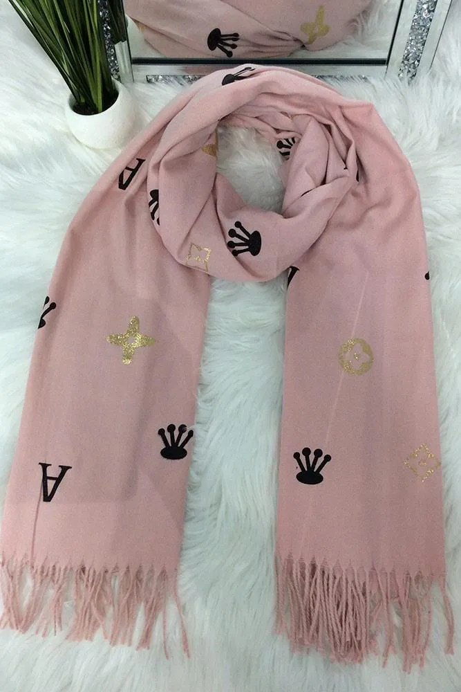 Foil Geometric Print Tassels Scarves