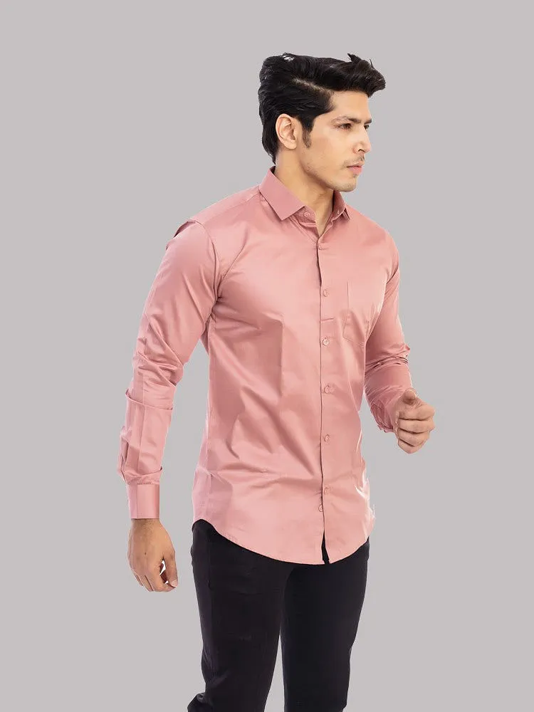 Formal Shirts - Light Pink Solid Giza Cotton Shirt