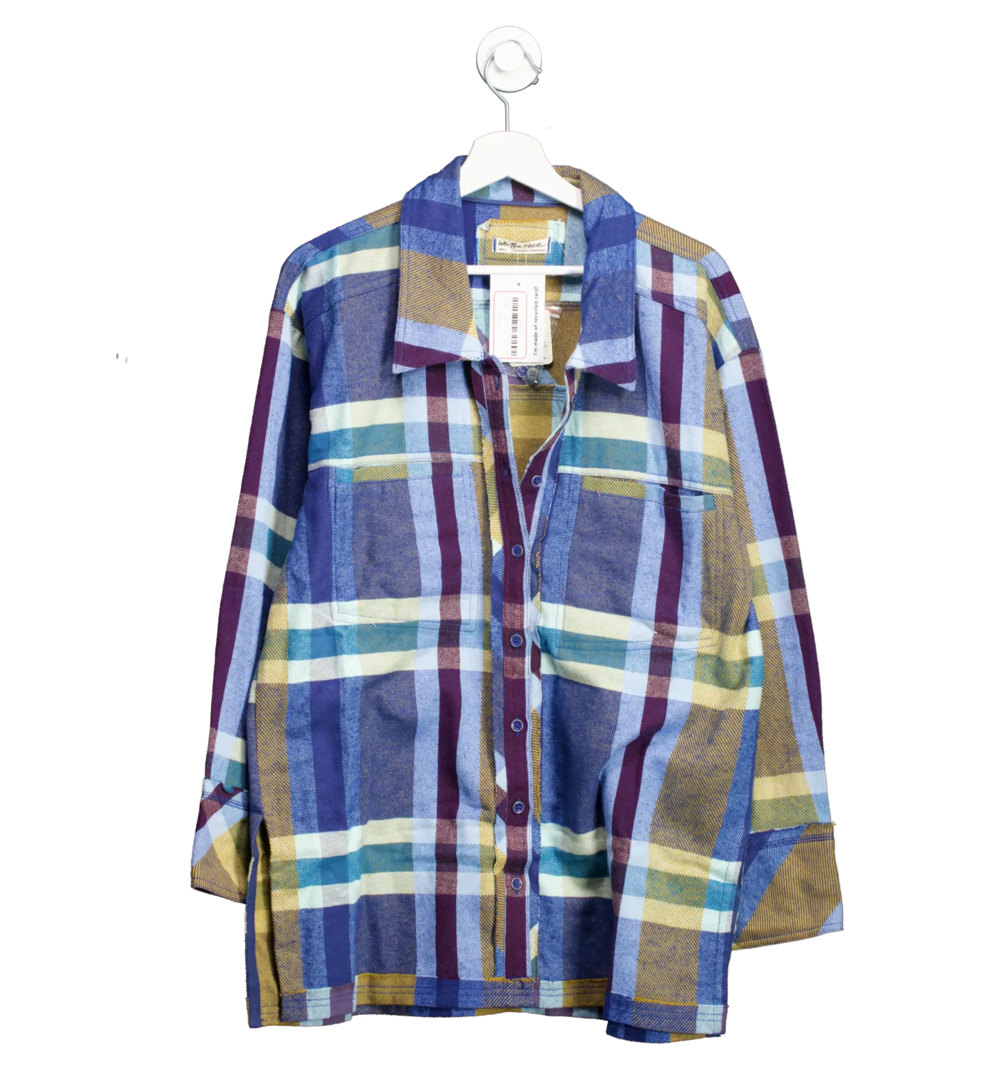 Free People Blue So Long Summer Plaid Flannel shirt / shacket  UK S