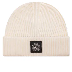 Full Rib Wool Beanie - Natural White